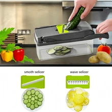 14-In-1 Vegetable Chopper, Multi-Function Fruit Slicer Manual, Plastic, For Slicing, Dicing, Shredding With Container, Perfect For Onions, Potatoes, Tomatoes, Cucumbers, Carrots, Ideal For Holiday Celebrations, Restaurant Food Prep