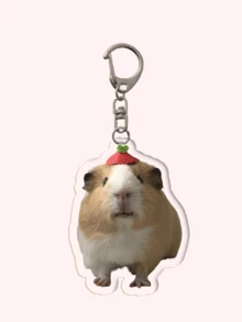 1 件全新亚克力创意表情包搞笑可爱仓鼠可爱动物主题钥匙扣吊坠，带爱心的仓鼠 / 老师仓鼠 / 红色玩具车仓鼠 / 健身房仓鼠 / 杠铃仓鼠 / 草莓帽仓鼠 / 皇帝仓鼠包挂绳带身份证夹汽车配件包饰圣诞礼物 - 彩色 - 查看 15