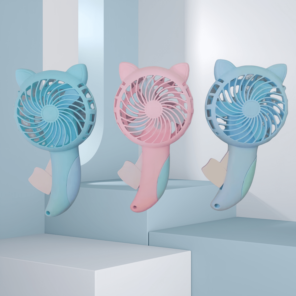 1pc Big Size Cartoon Cat Handheld Fan, Cute Cat Shape Battery Operated Air Cooler For Summer