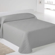 Naturals Lisa Reversible 100% Microfiber Bouti Bedspread, 70g Filling, Diamond Quilted, Lightweight Bedspread, Bed 90/105/135/150/180, Colors White/Gray/Beige - Icehome, Made In Spain - L.802 Grey/White - View 1