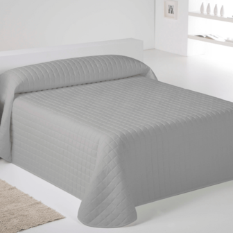  ICEHOME - Colcha Bouti Reversible Lisa - 100% Microfibra Extra Suave de Alta Calidad - ✅ Entrega 2-5 días ✅ - Blanco/Gris/Beige - Acolchado a Rombos - Cama 90-105/135/150/180 - Relleno ligero 70 gramos - Fabricado en España