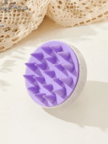 1 件头皮按摩洗发刷，硅胶洗发刷头皮清洁软浴梳美发工具、包、收纳、存储、发夹 - 米紫色 - 查看 4