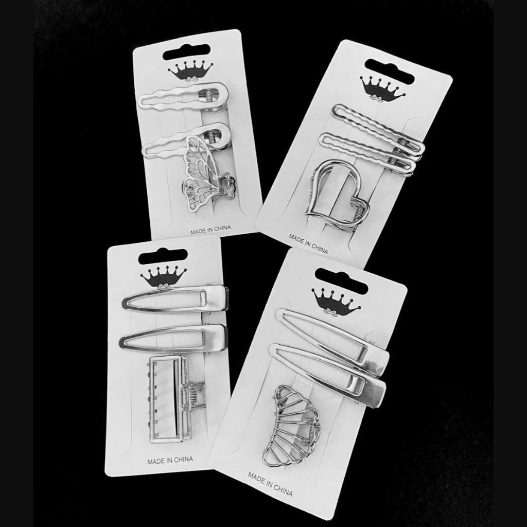 Z.W BIJUX - Kit Of 3 Gold Metal Alloy Hair Clips - 銀色 - 查看 1