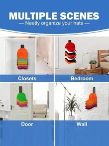 2pcs Wall Mounted Baseball Cap Storage Rack, Multi Layer Hat Organizer Holder, Holds 16 Caps, Suitable For Home, Office, Bedroom, Gender Reveal Party, Perfect For Birthdays, Weddings, Parties, The Perfect Gift For Colleagues, Friends, And Family, Back To School
