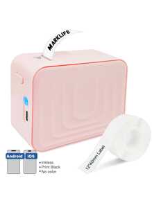 Marklife Machine à étiqueter Marklife M1, imprimante d'étiquettes portative Bluetooth mini M1, connexion sans fil portable incluse, plusieurs modèles disponibles pour téléphone, facile à utiliser pour l'organisation de bureau et de la maison, rechargeable USB, rose