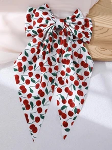 1 pieza Pinza de pelo con clip de mariposa de doble capa, con estampado de cereza y cinta de tela teñida de arándano, accesorio de pelo lindo adecuado para uso diario