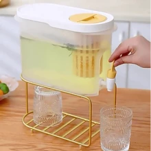 1 件冰箱冷水壶，简约设计冷水分配器，带水龙头和过滤器，大容量冷水壶，耐热家用，冷泡茶壶，超大容量冷水分配器，非常适合夏季柠檬茶 - 彩色 - 查看 4