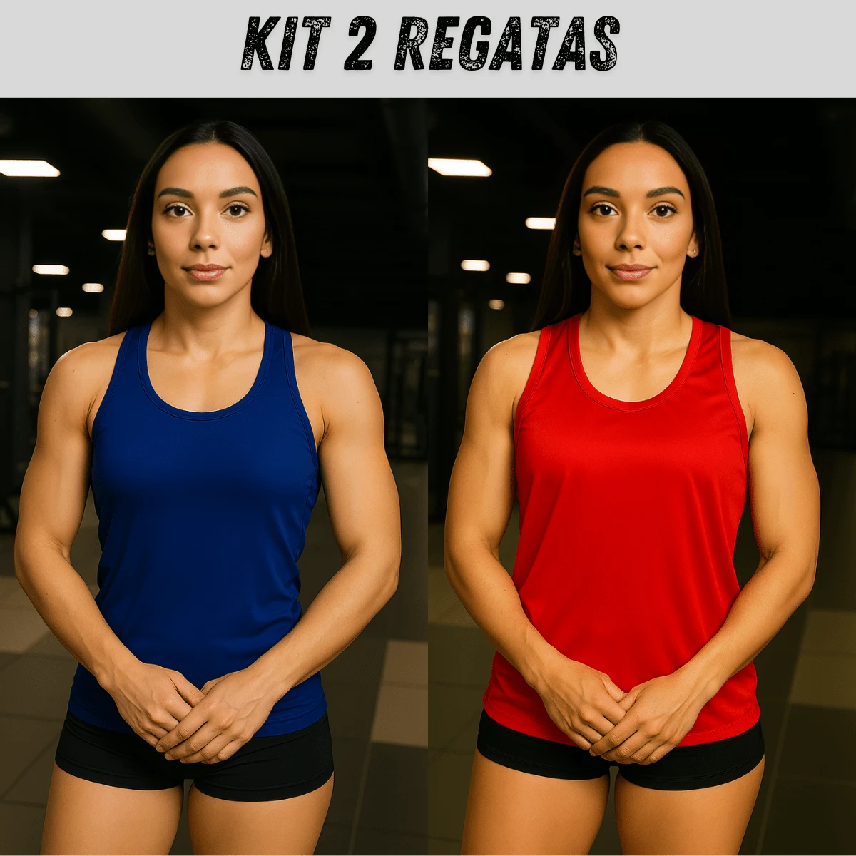 Kit 2 Women's Tank Tops Swimmer Dry Top Gym Fitness Training - 紫羅蘭色 - 查看 1