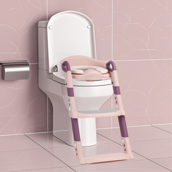 OYAJIA Toilet Potty Training Seat With Step Stool Ladder, Comfortable Potty Seat With Anti-Slip Pads Ladder For Kids Boys Girls Toddlers (Pink)