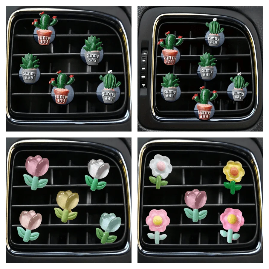 6 件套带出风口夹，汽车配件，适合男女，汽车出风口装饰 - 彩色 - 查看 1