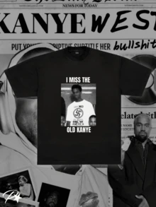 Basic T-Shirt I Miss The Old K. West Print - Black - 黑色 - 查看 5