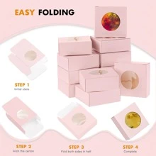 30 Pcs Foldable Kraft Paper Box With Round Clear Window Square Favor Box For Wedding Party Birthday Anniversary