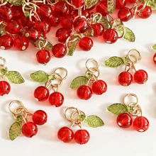 12pcs/Set Fashionable Cute Plastic Cherry Decor, Suitable For DIY Jewelry Making Bracelets, Necklaces, Earrings, Pendants