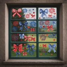 9 piezas Decoración del Día de la Independencia Lazo Decoración multifuncional minimalista para el hogar Pegatinas de pared Decoración de pared Pegatinas personalizadas