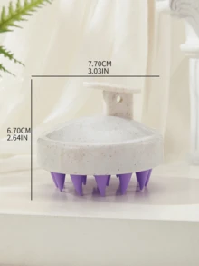 1 件头皮按摩洗发刷，硅胶洗发刷头皮清洁软浴梳美发工具、包、收纳、存储、发夹 - 米紫色 - 查看 3