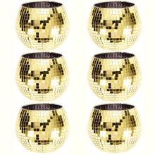 GOQODO 6 Stück Discokugel Vasen, multifunktionale Discokugel Pflanzschale Kerzenhalter, bunte Hochzeits-Tischdekoration für Hochzeit, Party, Geburtstag, Heimdekoration, Make-up Aufbewahrung, Süßigkeiten-Glas, kreatives Geschenk, Künstliche Blumendekoration