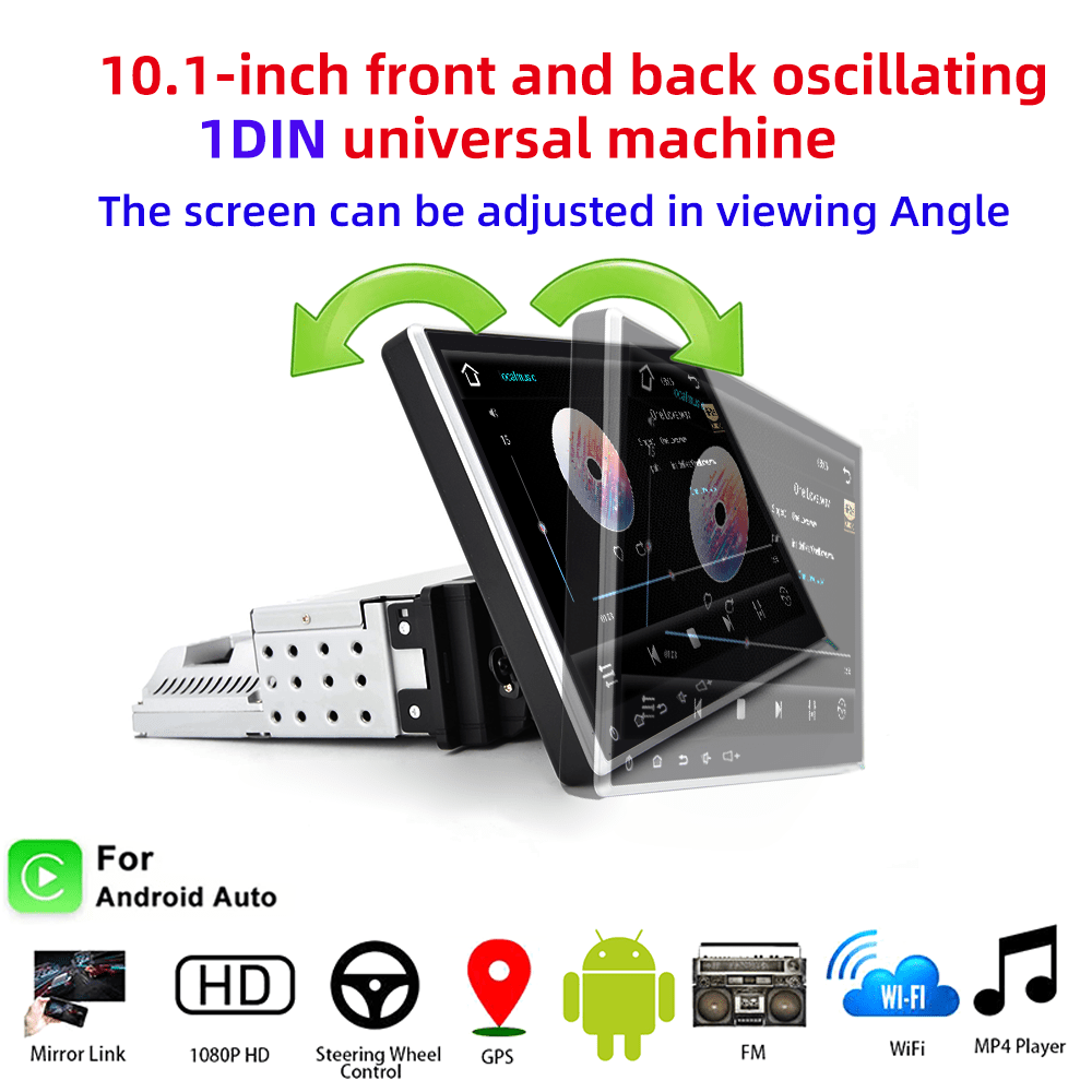 2Din Android Car Radio Stereo With Carplay Android Auto, 10 Inch Capacitive Touch Rotatable Vertical Screen High Definition GPS Navigation WIFI USB Player