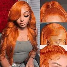 40 Inch 200% Density 13x4 HD Transparent Lace Front Wig - Ginger Orange Body Wave Glueless Wig With Pre-Plucked Hairline | Natural Look For Women & Men, All Ethnicities, Versatile Hairpiece, Elegant Hairpiece