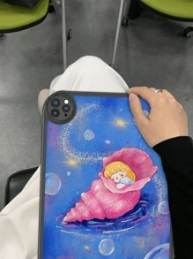 1 Peça Capa de Tablet com Elemento de Concha de Sereia Fofa, Ilustração Interessante de Estilo Cartoon do Bottom do Mar Azul, Proteção Contra Queda de 360 Graus para iPad de 10th Geração de 10.9", Capa de Tablet de Couro Portátil para iPad de 10.2" com Proteção