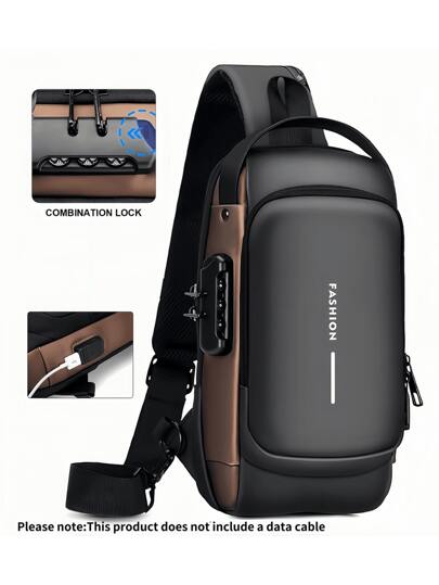Men Oxford Texture Sling Chest Bag With Password Lock - Fashion Motorcycle Cross Body Bag With Phone Pocket, Zipper Closure For Daily Commute, Anti-Theft Crossbody Chest Pack - Casual Sports Travel Shoulder Bag, Adjustable Strap, Multi-Pocket Waist Pouch, Perfect Gift For Father, Husband, Boyfriend, Teacher For Outdoor Travel, Wedding, Easter