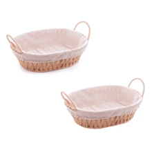 Oval Basket With Handle In Paper With Fabric Lining 29cm X 20cm X 12cm - Wolff - 2 UNITS - View 1