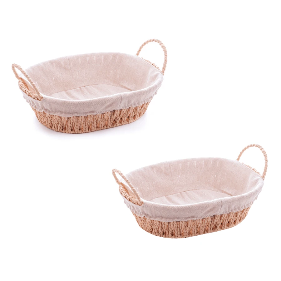 Oval Basket With Handle In Paper With Fabric Lining 29cm X 20cm X 12cm - Wolff - 2 UNITS - View 1