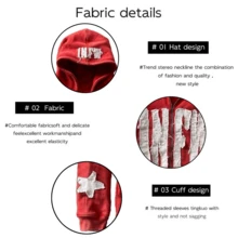 INFW Hoodie Street Star Pattern Patchwork Sweater Letter Long Sleeve Y2K Hoodie - Đỏ - Xem 3