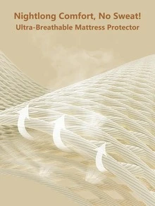 1pc Solid Color Waterproof Mattress Protector (Without Pillowcase), Quilted Fitted Sheet Protector For Queen Or King Bed, Gray/White - White - View 7