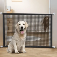 Pet Isolation Fence, Isolation Net Barrier Indoor Safety Protection No Drilling Required, Foldable Pet Gate With Pet Door, Portable Pet Safety Barrier, Easy-To-Set Indoor/Outdoor Pet Fence, Durable Lightweight Design, Safe Buckle Closure