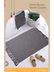 1PCSCarpet Bedroom Girl Living Room Coffee Table Blanket Nordic Home Room Bed Side Blanket Summer Mat Japanese Style Floor Mat - Black - View 4