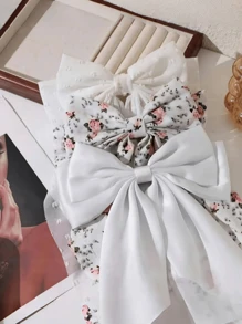 1 pieza Pinza de pelo con clip de mariposa de doble capa, con estampado de cereza y cinta de tela teñida de arándano, accesorio de pelo lindo adecuado para uso diario