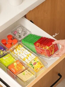 1 pièce Boîte de rangement rectangulaire avec couvercle en matière PP transparente ! Cette boîte de rangement, fabriquée dans un matériau PP durable, est conçue pour les amateurs de thé. Le design transparent et le couvercle inclus vous permettent de stocker et de visualiser facilement vos sachets de thé, mélanges de boissons et petits paquets d'assaisonnement. De retour à l'école