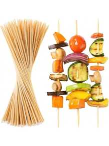 200pcs Disposable Bamboo Skewers, Suitable For Barbecue, Fruit, Sausages, Mutton, Shashlik, Cotton Candy, Commercial Catering Use
