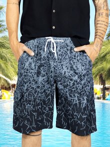 Short Playa y Alberca Hombre Estampado Traje Baño con Forro - Gris Oscuro - Ver 5