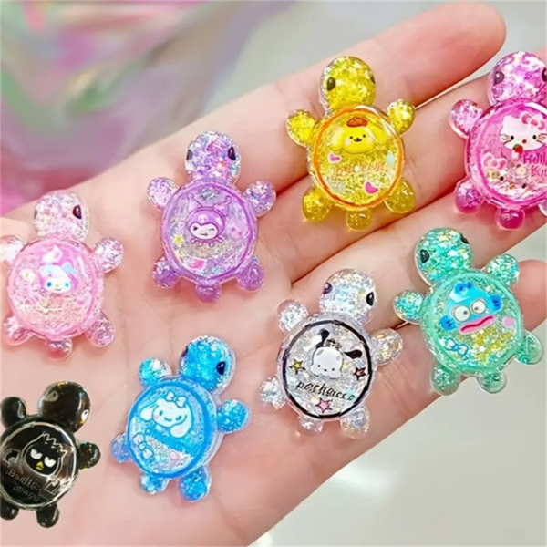 Sanrio 1 Random Sanrio 3D Resin Turtle Ornaments - Shiny And Colorful Cute Decorations With Glitter Shells And Gem Details, Suitable For DIY Handmade, Party Gifts And Holiday Gifts For Christmas, Halloween, Collection-Level Cartoon Style Turtle Model Resin Sculpture, Turtle Decoration, Good Choice For Christmas