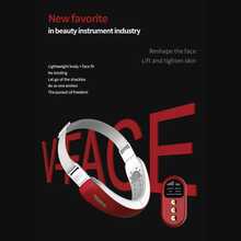 Double Chin Reducer Ems Facial Lifting Massager V-Line Lifting Belt Red Blue Light Face S Vibration Massager - 白色 - 查看 2
