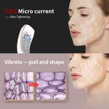 Double Chin Reducer Ems Facial Lifting Massager V-Line Lifting Belt Red Blue Light Face S Vibration Massager - 白色 - 查看 3