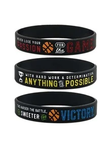 1 pièce/3 pièces Bracelet en silicone Victoire au basketball Rien n'est impossible