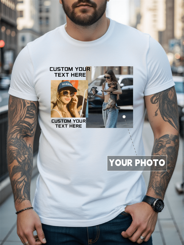 Personalisiertes Foto Große Größen Herren T-Shirt, benutzerdefiniertes Grafik/Text Design, Große Größen Herren Bekleidung Anpassung, Große Größen locker sitzendes Sommer T-Shirt Anpassung, Hochladen Ihrer Freunde/Selfie/Familie/Logo/Haustierfotos Herren Top Anpassung, Urlaubsgeschenke, Geburtstagsgeschenke Anpassung, Große Größen Herren T-Shirt, T-Shirt Grafikdesign, Sommer Große Größen Herren Oberteile