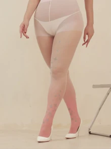 1 Par de Meia-Calça Sexy com Decoração de Estrelas Ombré para Mulheres, Meia-Calça Adequada para Todas as Estações