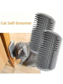 1pc Pet Cat Scratching Massage Brush With Mint Ball, Feline Rubbing Corner Molar Toy, Anti-Shedding & Itching
