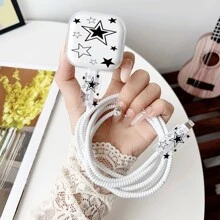 Set de 3 piezas, cargador transparente estándar del Reino Unido de 18W/20W para 13/14/15/16, protector de cable y cabezal de cargador de TPU, regalo, accesorios de oficina electrónicos, protector de cables, accesorios de cargador, accesorios para teléfonos