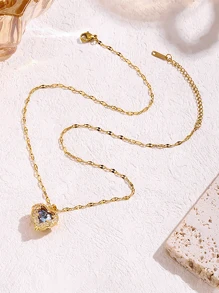 Fashionable Stainless Steel Ocean Heart Women's Necklace, Elegant Design Love Pendant 18k Gold Collar Chain, Suitable For Women's Daily Wear, Banquet, Holiday Gifts