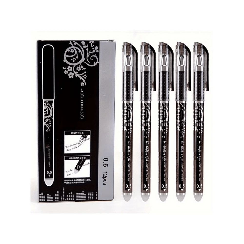 Limited Time Offer! High-Quality 0.5mm Erasable Gel Pens In 4-8-12 Pack-Boost Your Productivity In Study And Work - Black - View 1