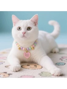 2pcs Cat Beaded Necklace Cute Highly Attractive Rhinestone-Studded Dog&Cat Collar Decorative Item For Photo-Shooting Necklace Resistant To Cat Bites&Licks(Katzen Halsband,Halsband Katze)