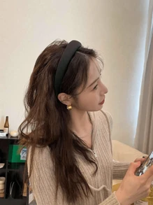 3pcs Set Women's Sponge Padded High Headband, Black/White/Brown Minimalist Style Solid Color Hair Accessories For Daily Commute, Party, Work, Facial Care And Makeup Etc. Halloween