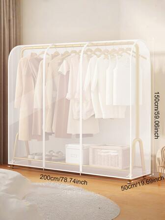 Clothes Storage Dust Cover Clear Garment Rack Cover With Zippers Cover Clothes Rack Cover Big Cover Donkey Cover, Transparent Plastic For Clothes Rack