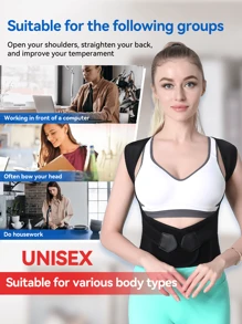 PRANASH Unisex Back Support Posture Corrector, Adjustable Full Back Brace For Humpback And Spinal Alignment, Invisible Under Clothes For Daily Comfort Gym Accessories