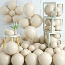70 pezzi Palloncini bianchi opachi da 10 pollici, palloncini in lattice color crema avorio da 5 pollici, palloncini da festa in elio beige sabbia bianco per decorazioni di matrimonio e anniversario, decorazione a tema festa con palloncini