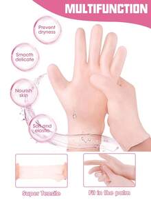 1Pair Moisturizing Hand Gloves, For Dry Cracked Skin Softening Exfoliating Feet Hand Care Tools, Soft Silicone Gel, Skin Repairing, Reusable, Suitable For Hand Care, Beige/Pink,Hand Care,Gift,Care Tools, Soft Silicone Gloves, Gel Spa Moisturizing Gloves, Aloe Vera Lotion Gloves For Repairing Dry, One Size Fits All, Ideal For Home Hydration, Moisturizing Hand Gloves,Gift For My Mother,Mother's Day,Travel Accessories